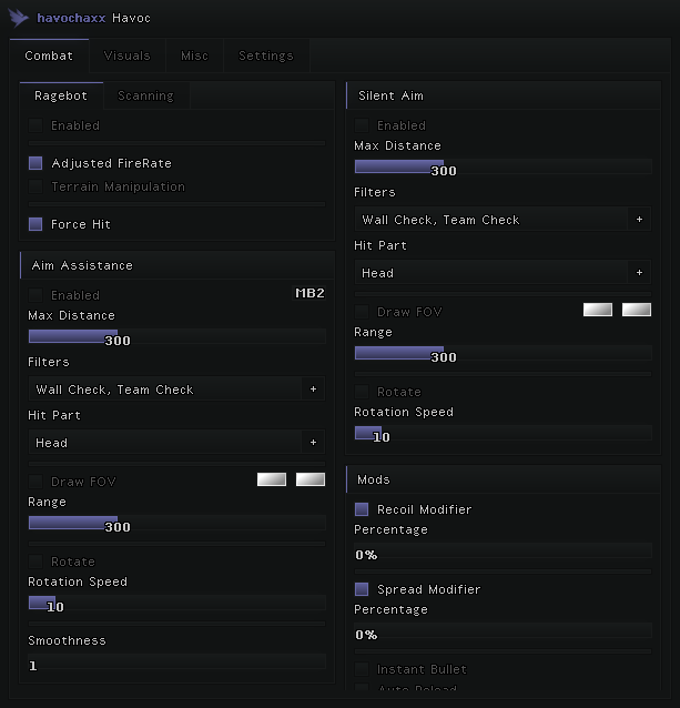 Havoc cheat menu preview